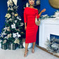 Cliona Asymmetric Ruched Occasion Dress Red