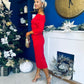 Cliona Asymmetric Ruched Occasion Dress Red