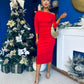 Cliona Asymmetric Ruched Occasion Dress Red