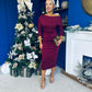 Cliona Asymmetric Ruched Occasion Dress Wine