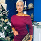 Cliona Asymmetric Ruched Occasion Dress Wine