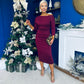 Cliona Asymmetric Ruched Occasion Dress Wine