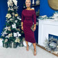 Cliona Asymmetric Ruched Occasion Dress Wine