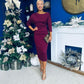 Cliona Asymmetric Ruched Occasion Dress Wine