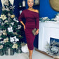 Cliona Asymmetric Ruched Occasion Dress Wine