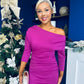 Cliona Asymmetric Ruched Occasion Dress Orchid
