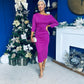 Cliona Asymmetric Ruched Occasion Dress Orchid