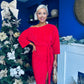 Vendy Off The Shoulder Plisse Midi Dress Red