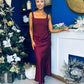Justine Rushed Panel Detail Maxi Dress Wine