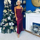 Justine Rushed Panel Detail Maxi Dress Wine