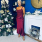 Justine Rushed Panel Detail Maxi Dress Wine
