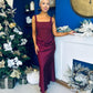 Justine Rushed Panel Detail Maxi Dress Wine