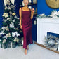 Justine Rushed Panel Detail Maxi Dress Wine