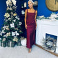 Justine Rushed Panel Detail Maxi Dress Wine