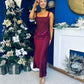 Justine Rushed Panel Detail Maxi Dress Wine
