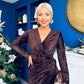 Faith Textured Velour Midi Dress Coffee