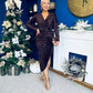 Faith Textured Velour Midi Dress Coffee