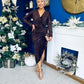 Faith Textured Velour Midi Dress Coffee