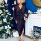 Faith Textured Velour Midi Dress Coffee