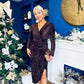 Faith Textured Velour Midi Dress Coffee