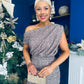 Tara One Shoulder Sequin Dress Taupe