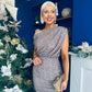 Tara One Shoulder Sequin Dress Taupe
