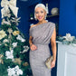 Tara One Shoulder Sequin Dress Taupe