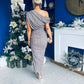 Tara One Shoulder Sequin Dress Taupe