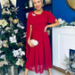 Caoimhe Cape Detail Midi Dress Ruby
