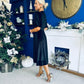 Colette Puff Sleeve Gold Detail Velvet Dress Black