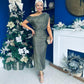 Gemma Sparkle Off The Shoulder Draped Top Midi Dress Gold