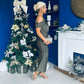 Gemma Sparkle Off The Shoulder Draped Top Midi Dress Gold