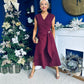 Annette Gold Buckle wrapy Midi Dress Wine