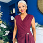 Annette Gold Buckle wrapy Midi Dress Wine