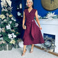 Annette Gold Buckle wrapy Midi Dress Wine