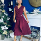 Annette Gold Buckle wrapy Midi Dress Wine