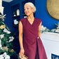 Annette Gold Buckle wrapy Midi Dress Wine