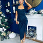 Gabriella Gathered Detail Occasion Dress Navy