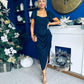 Gabriella Gathered Detail Occasion Dress Navy