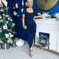 Gabriella Gathered Detail Occasion Dress Navy