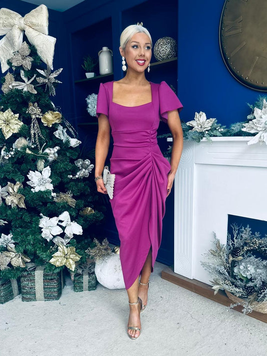 Gabriella Gathered Detail Occasion Dress Orchid