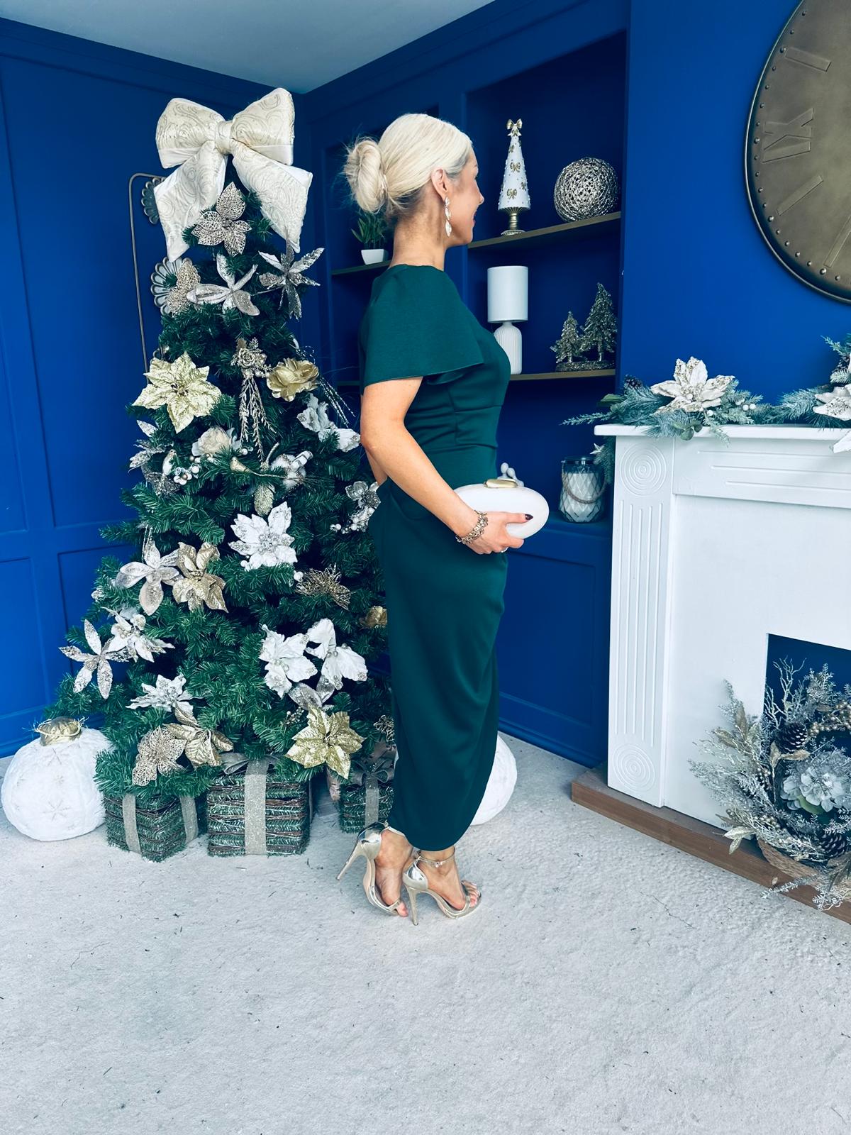 Gabriella Gathered Detail Occasion Dress Forest