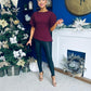 LilyMae Split Sleeve Asymetric Top Wine