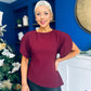 LilyMae Split Sleeve Asymetric Top Wine