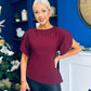 LilyMae Split Sleeve Asymetric Top Wine