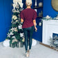LilyMae Split Sleeve Asymetric Top Wine