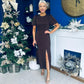 Caroline Puff Sleeve Midi Dress Black Polka Coco