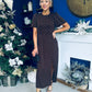 Caroline Puff Sleeve Midi Dress Black Polka Coco