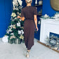 Caroline Puff Sleeve Midi Dress Black Polka Coco