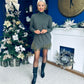 Jess 2 in 1 Knit & Lace Mini Dress Khaki
